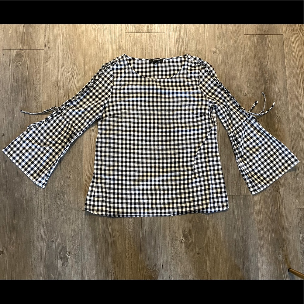 Madewell Plaid Top—Bell sleeves with ties